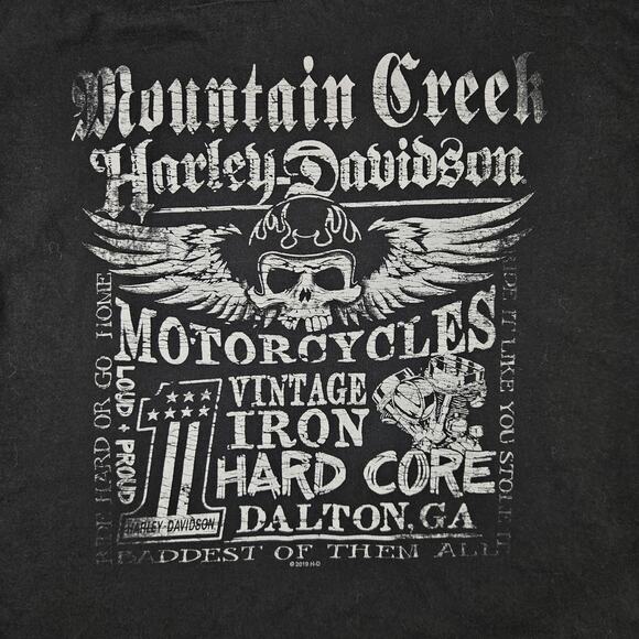 Harley-Davidson T-Shirt Men's L USA Motorcycle Uncle Sam Dalton GA Skull America - Picture 4 of 7